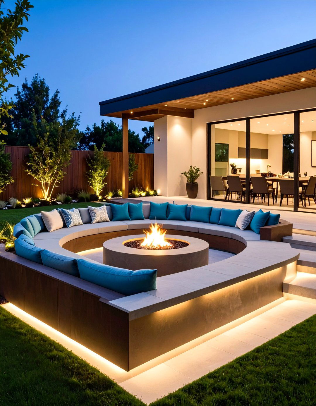 Sunken Living Room Firepit Oasis - 24 Patio Ideas With Firepit