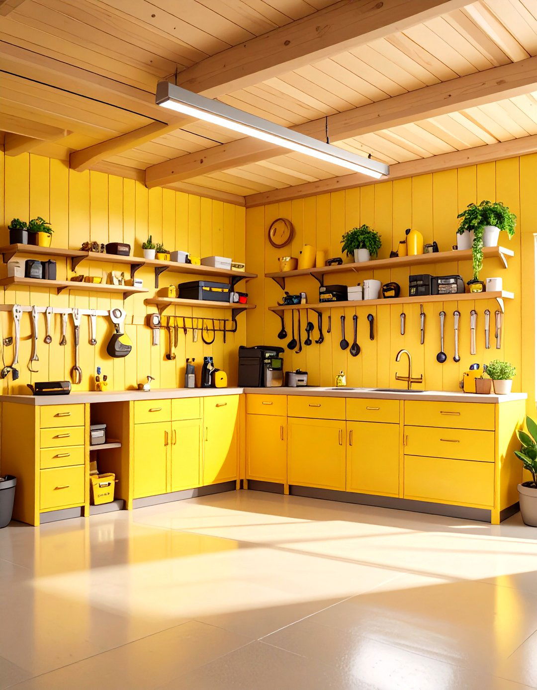 Sunny Yellow Energy Theme - 24 Garage Wall Paint Ideas