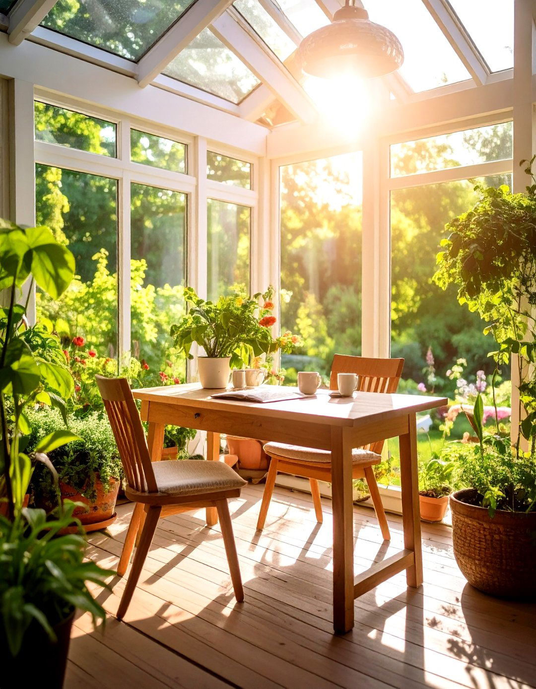 Sunroom Enclosed Porch Desk with Natural Light - 24 Built-in Desk Ideas