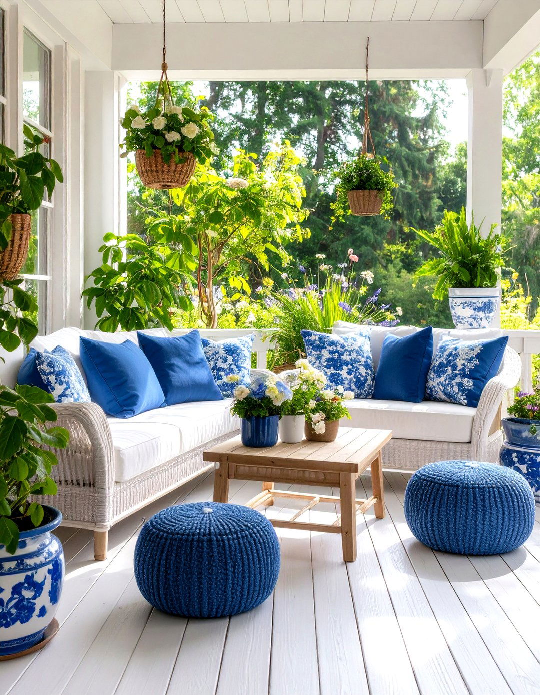 Sunroom Garden Room - 24 Blue and White Decor Ideas