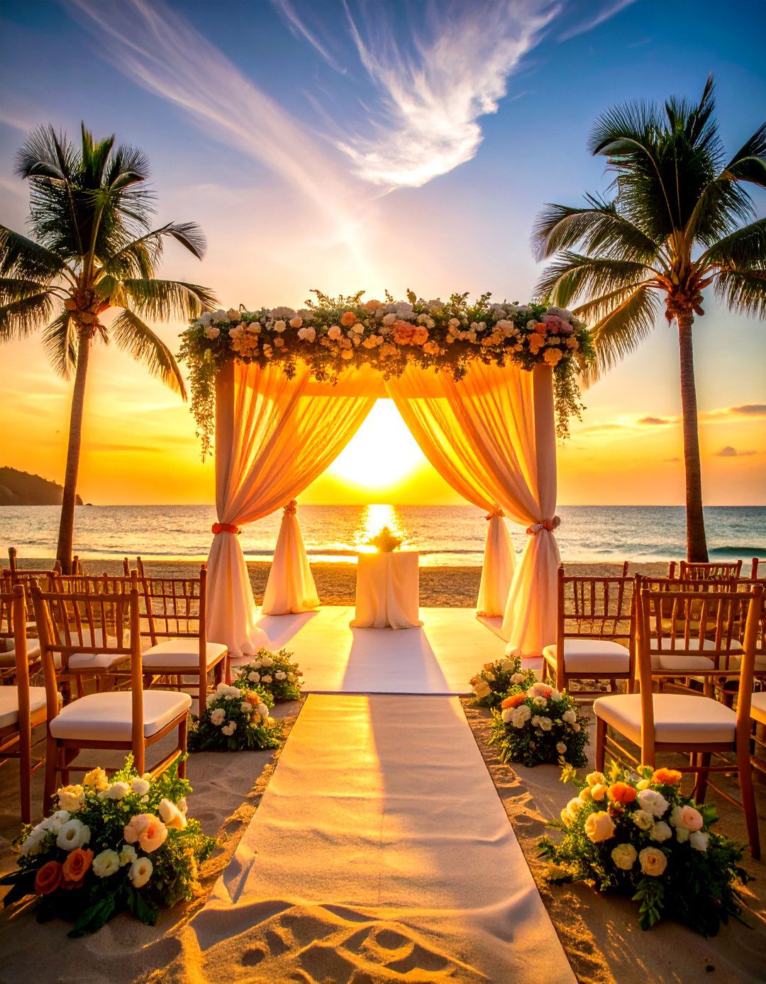 Sunset Beach Wedding with Warm Golden Lighting - 24 Beach Wedding Ideas