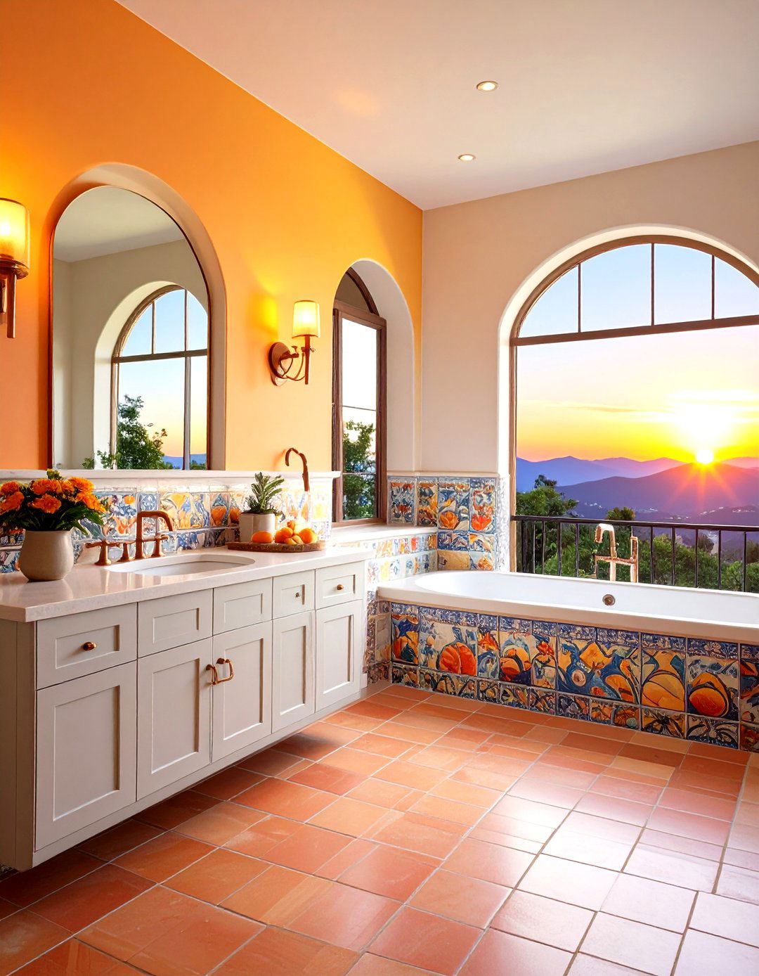 Sunset Color Scheme Bathroom - 24 Mexican Bathroom Ideas