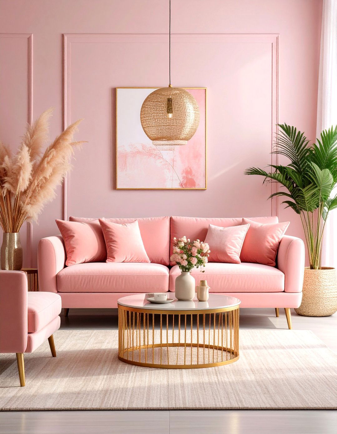 Sunset Pink Feminine Sanctuary - 24 Colorful Boho Living Room Ideas