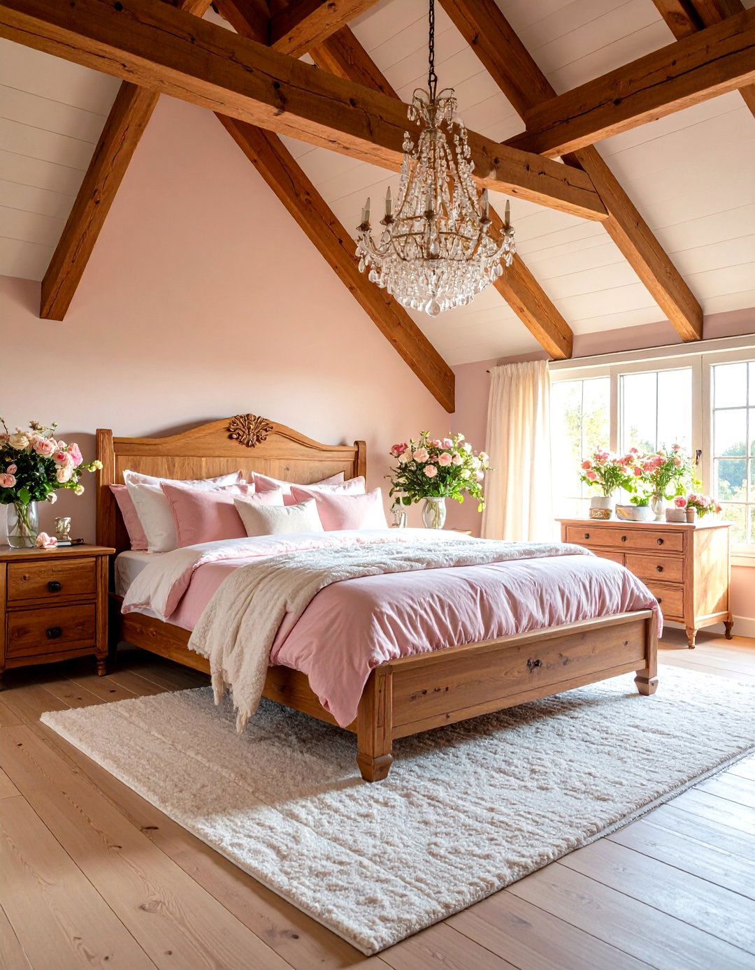 Sunset Rose and Cream Romantic Coastal Bedroom - 24 Cape Cod Upstairs Bedroom Ideas