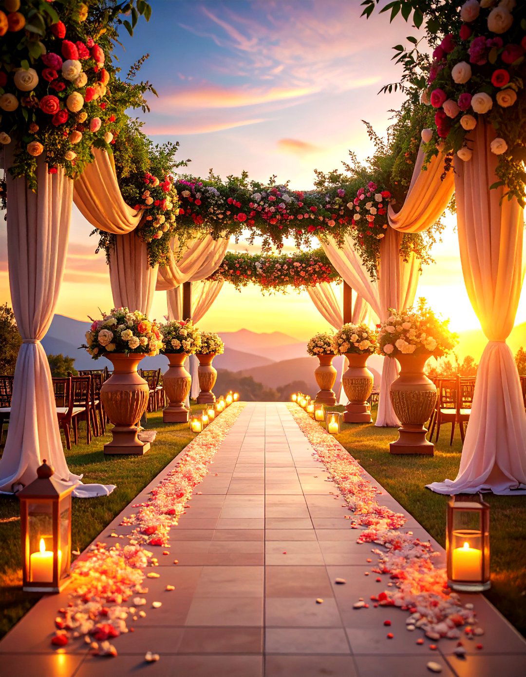 Sunset Terracotta Ceremony Aisle Decor - 24 Terracotta Wedding Décor Ideas