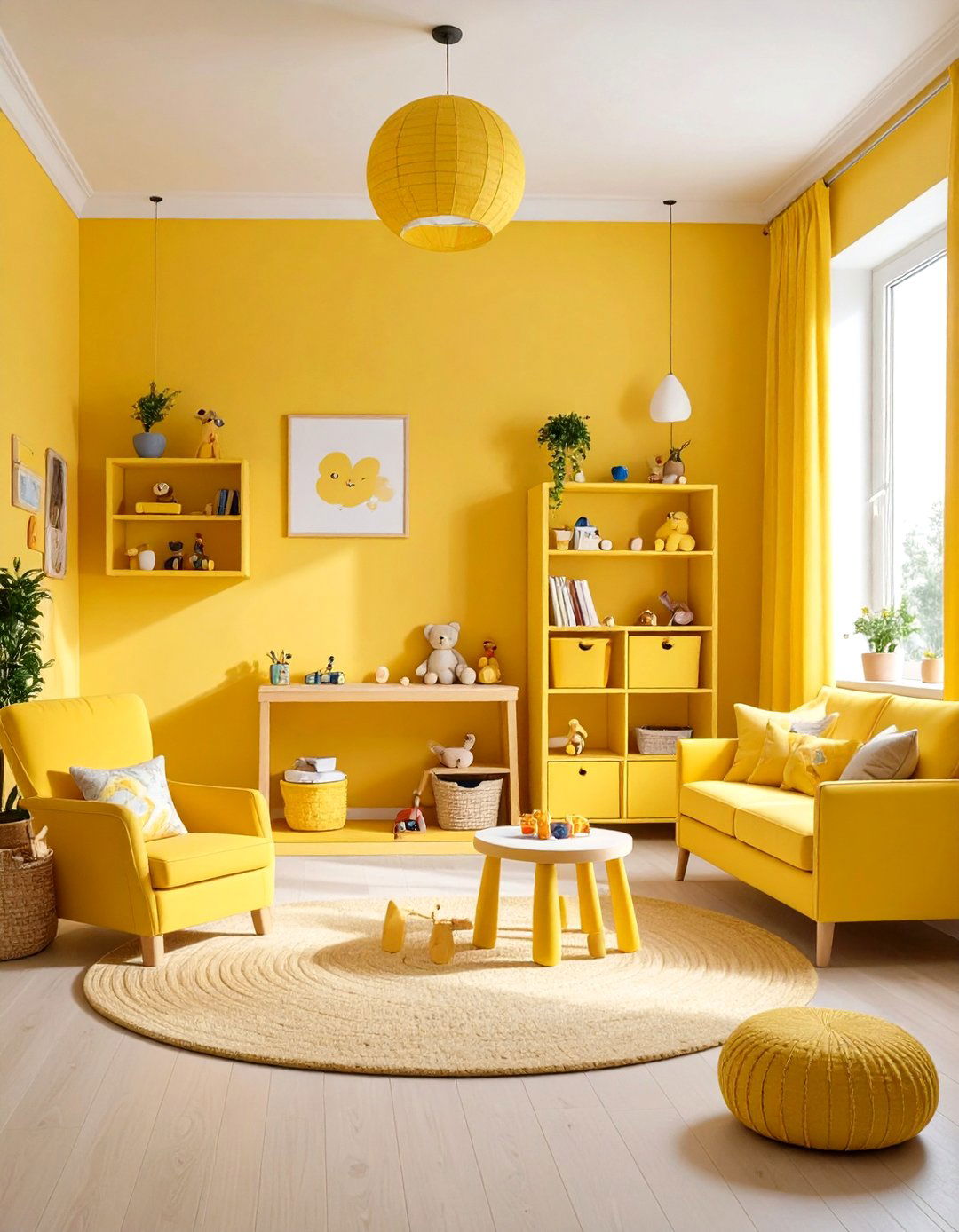 Sunshine Yellow Childrens Playroom - 24 Monochromatic Color Schemes for Rooms