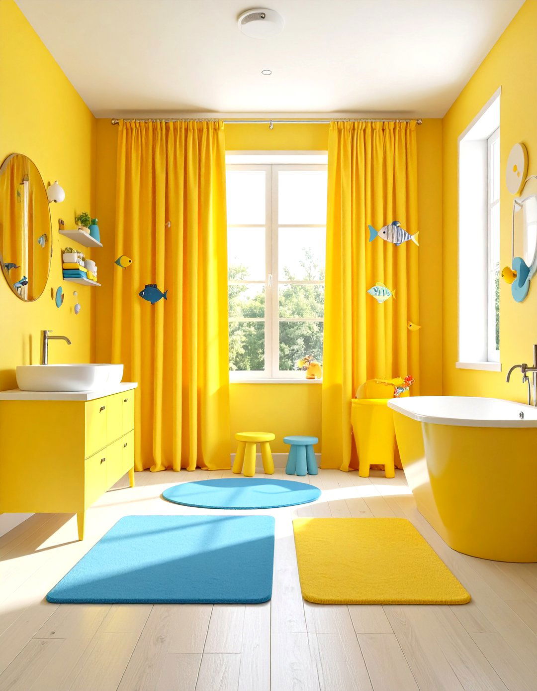 Sunshine Yellow Kids Bathroom Paradise - 24 Yellow Bathroom Ideas
