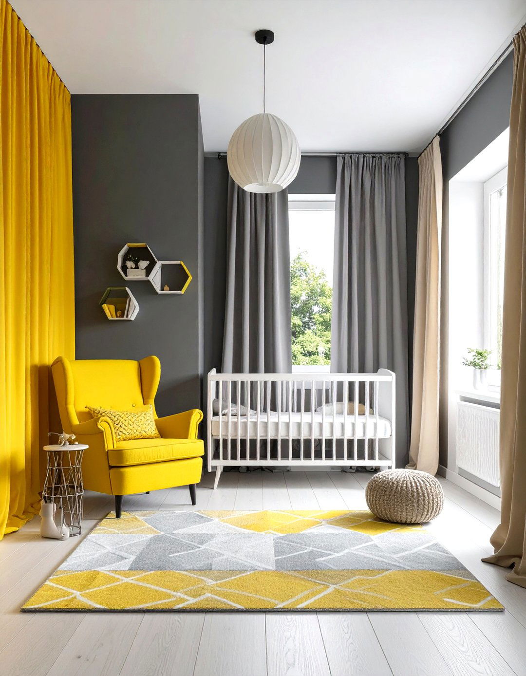 Sunshine and Gray Modern Nursery - 24 Yellow Nursery Ideas