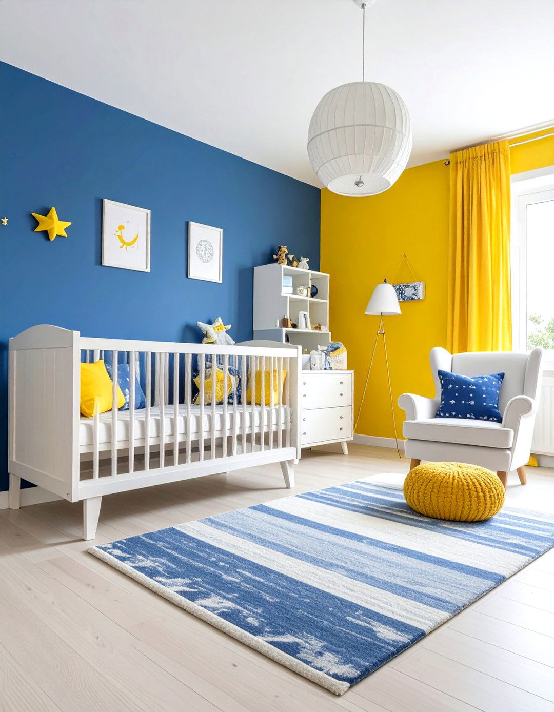 Sunshine and Navy Bold Contrast - 24 Yellow Nursery Ideas
