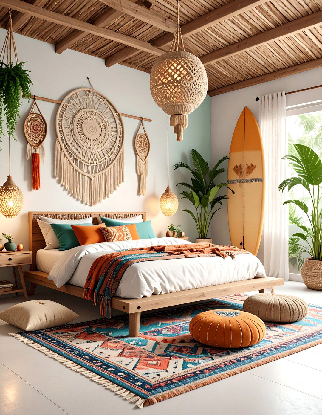 Surfer Bohemian Beach Bedroom - 24 Beach Themed Bedroom Ideas