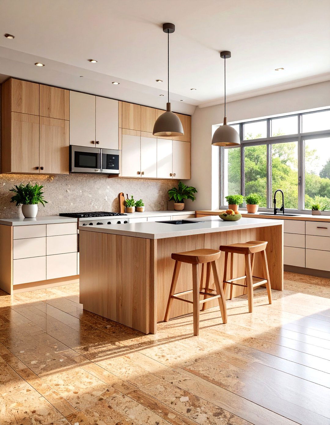 Sustainable Cork Kitchen Flooring - 24 Light Wood Floor Kitchen Ideas