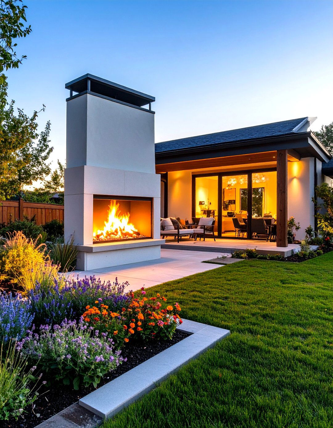 Sustainable Corner Fireplace with Green Features - 24 Outdoor Corner Fireplace Ideas