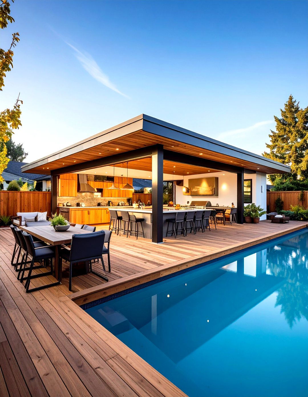 Swimming Pool with Outdoor Kitchen and Entertainment Area - 24 Swimming Pool Ideas