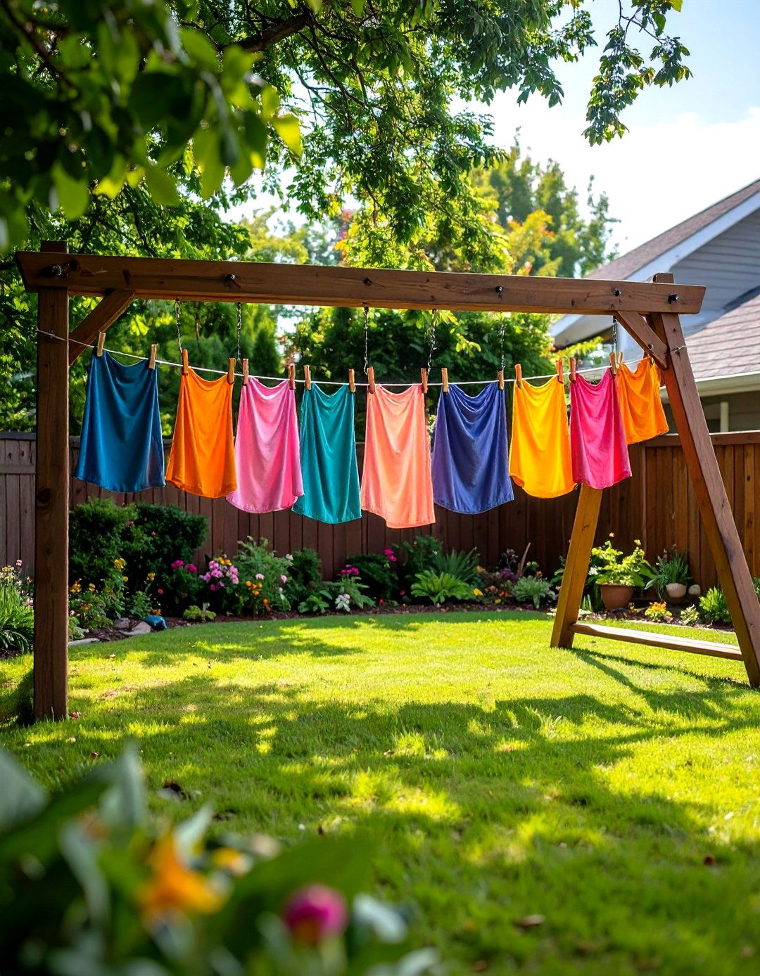Swing Set Conversion Clothesline - 24 Outdoor Clothesline Ideas