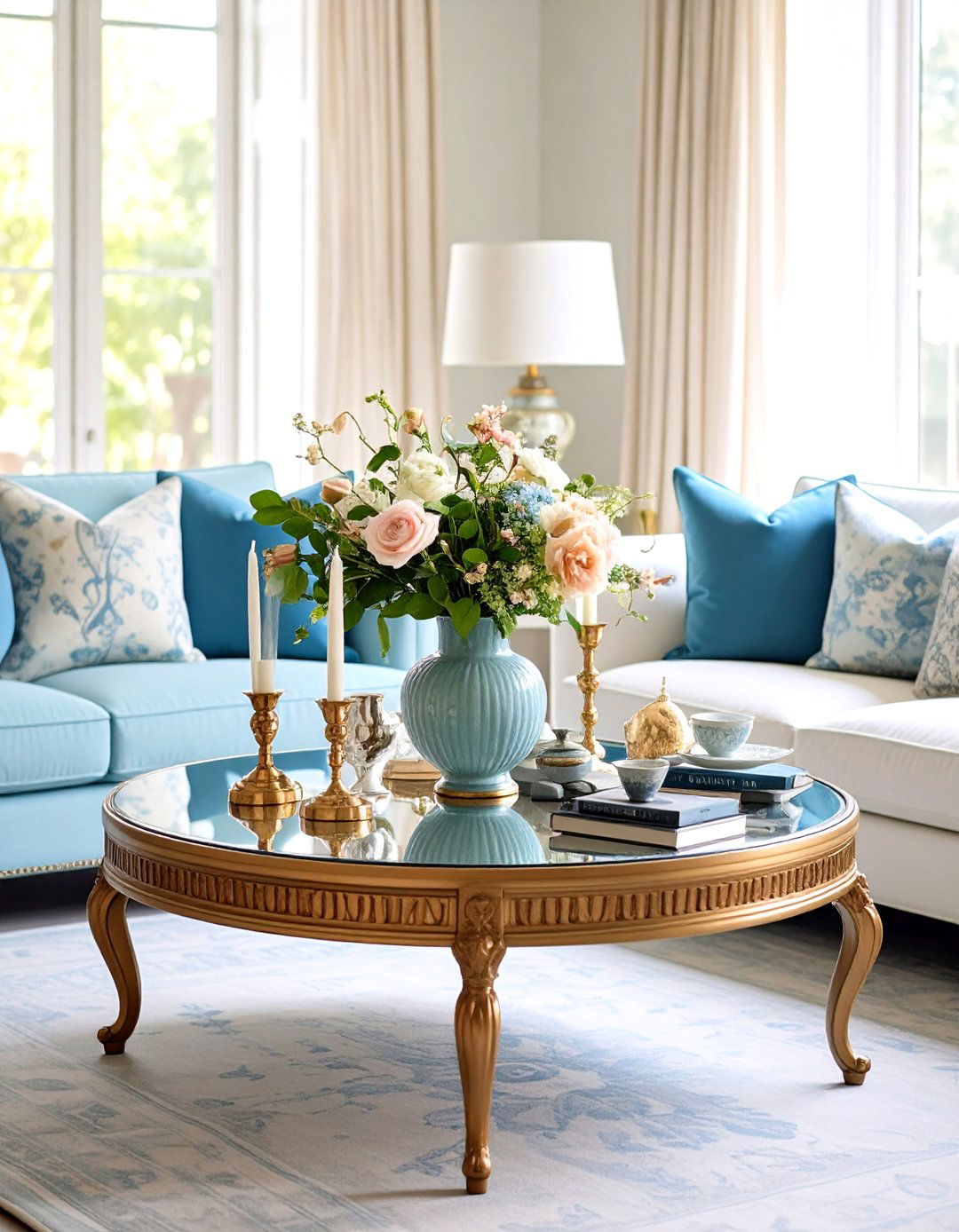 Symmetrical Balance Classical Style - 24 Coffee Table Decor Ideas