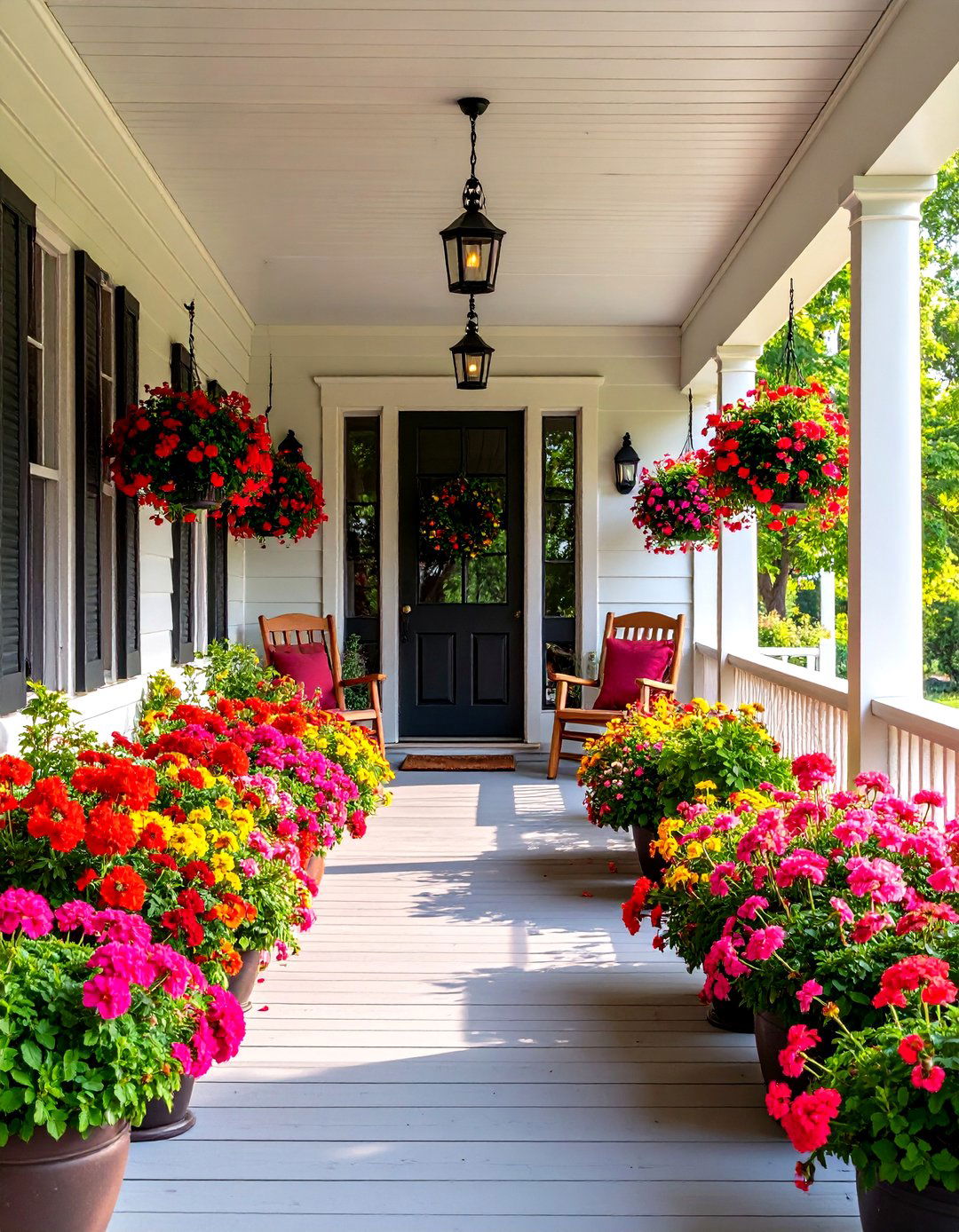 Symmetrical Farmhouse Porch - 24 Farmhouse Porch Ideas