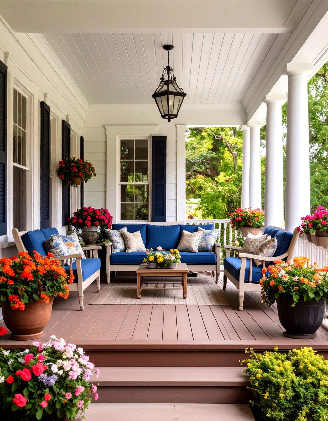 Symmetrical Traditional Design with Formal Elements - 24 Large Front Porch Ideas