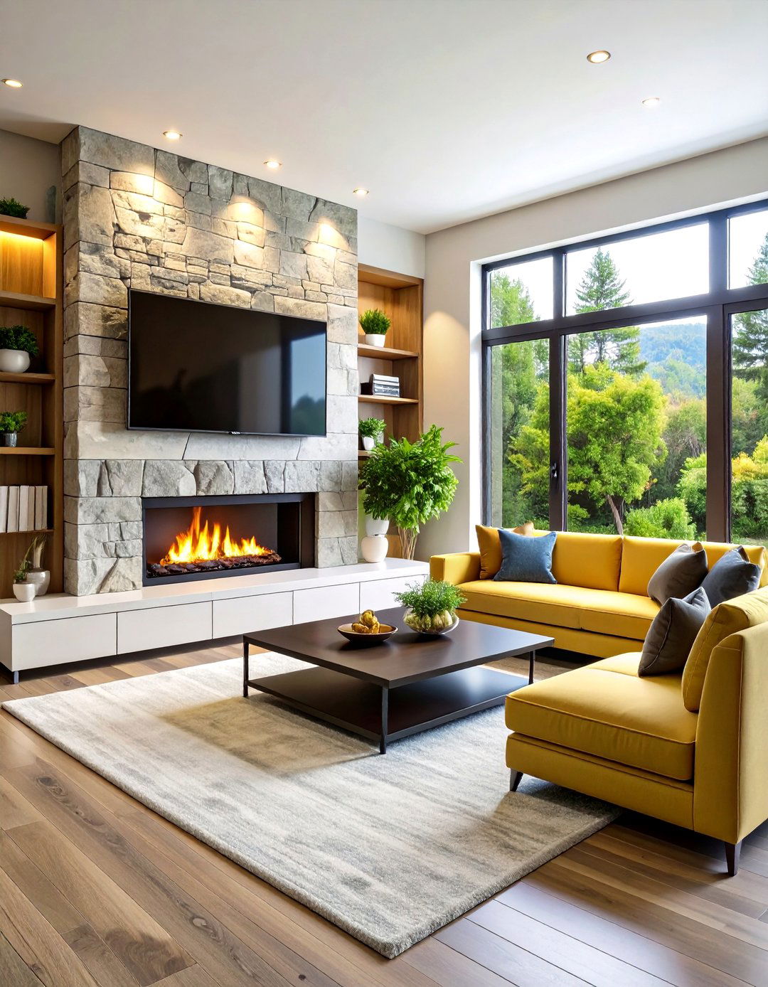 TV Above Corner Fireplace Solution - 24 Tv Over Fireplace Ideas