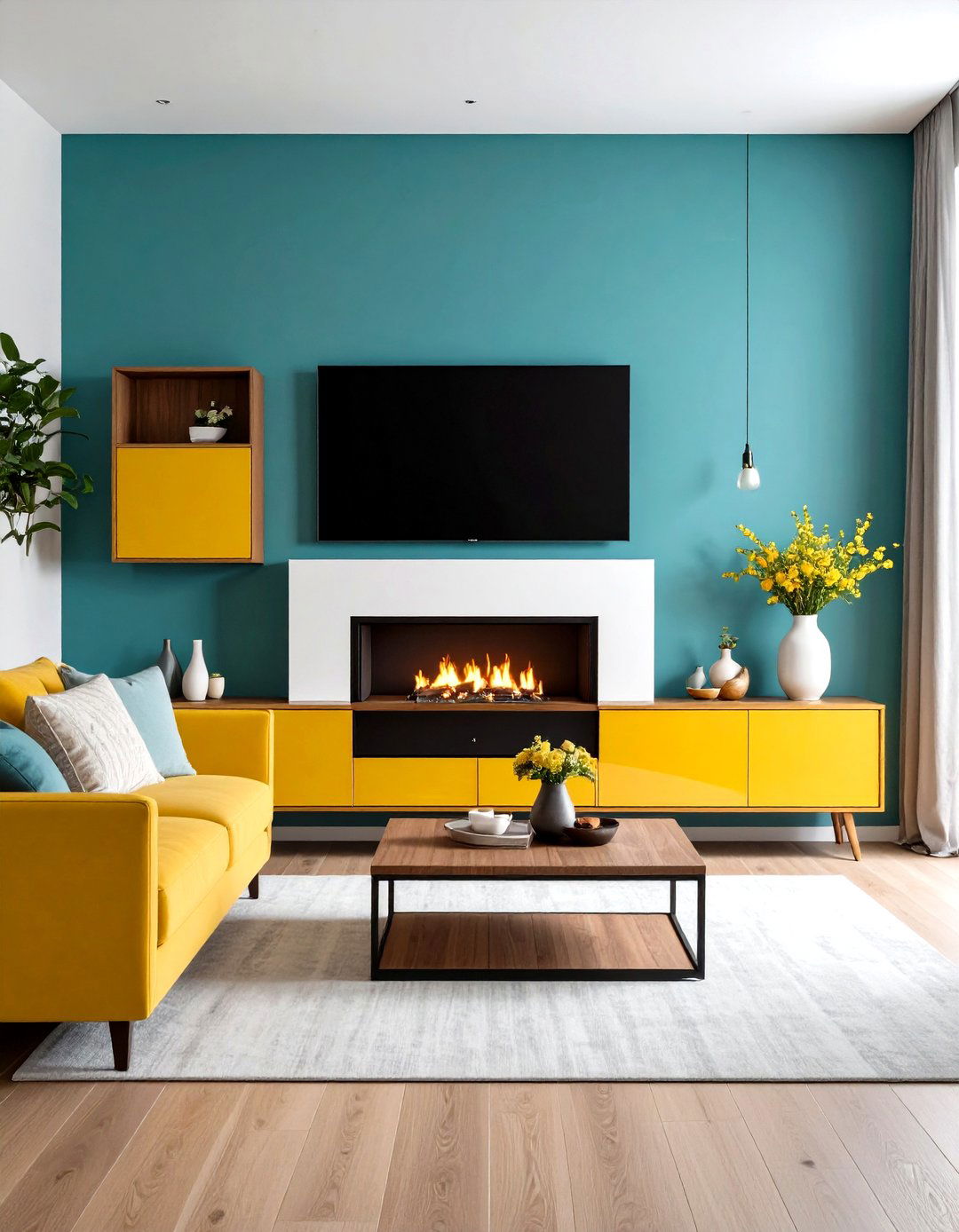 TV Over Fireplace with Hidden Storage Solutions - 24 Tv Over Fireplace Ideas