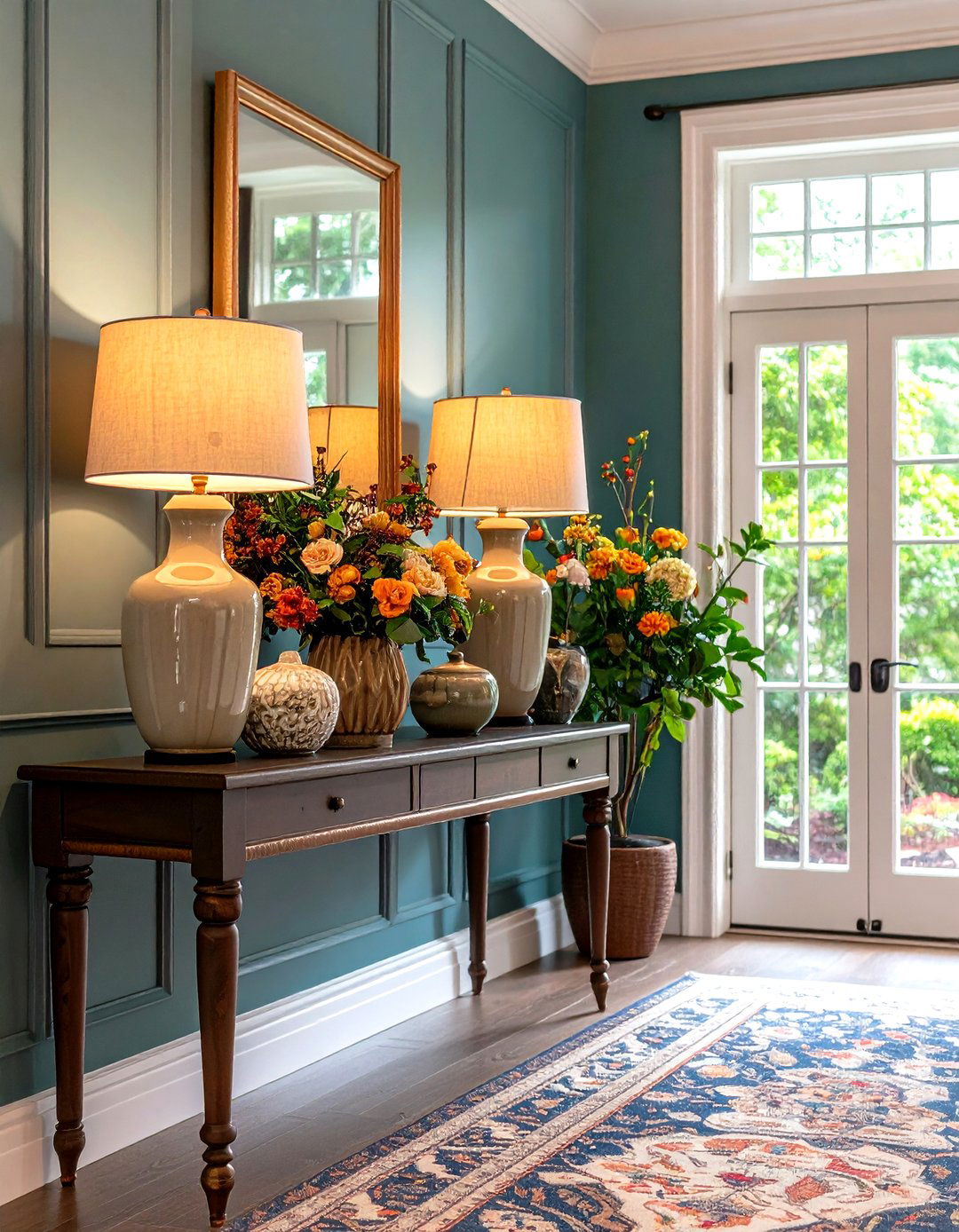 Table Lamp Console Styling - 24 Entryway Lighting Ideas