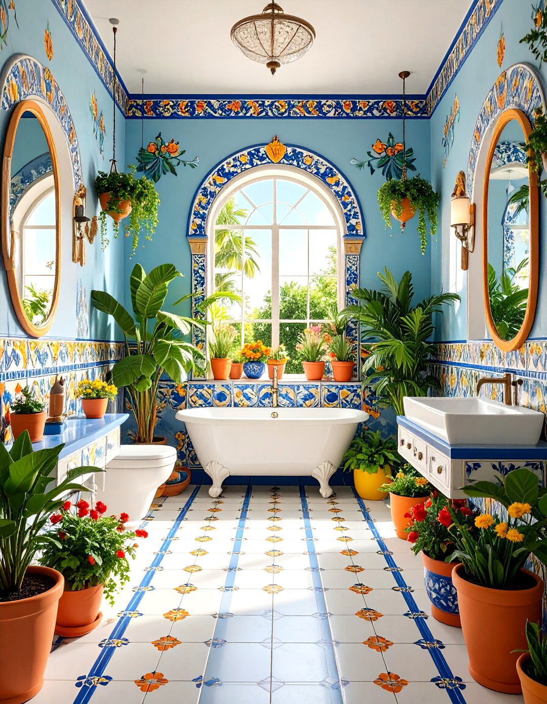 Talavera Hand Painted Accent Tiles - 24 Spanish Style Bathroom Ideas