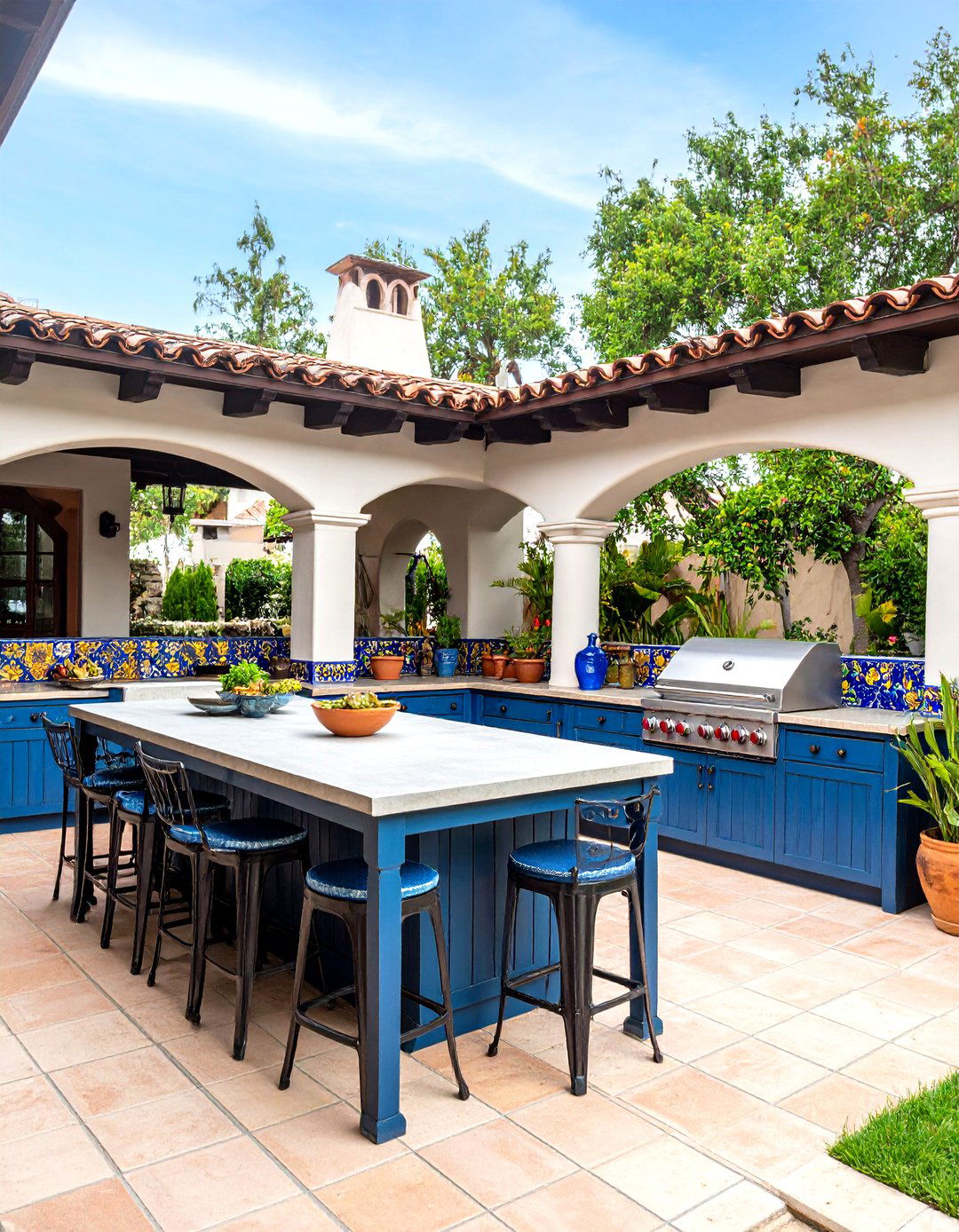 Talavera Tile Hacienda Kitchen - 24 Mexican Outdoor Kitchen Ideas