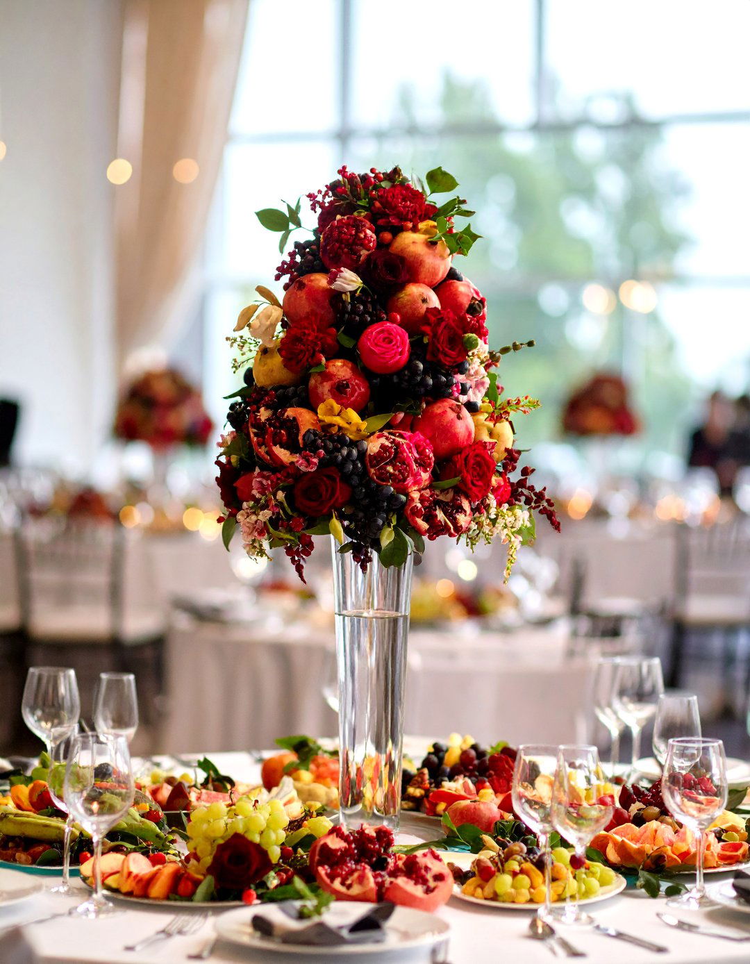 Tall Fruit and Floral Combinations - 24 Tall Wedding Centerpiece Ideas