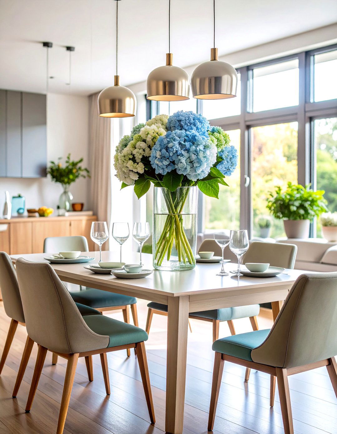 Tall Glass Cylinder Hydrangea Arrangements - 24 Hydrangea Centerpiece Ideas