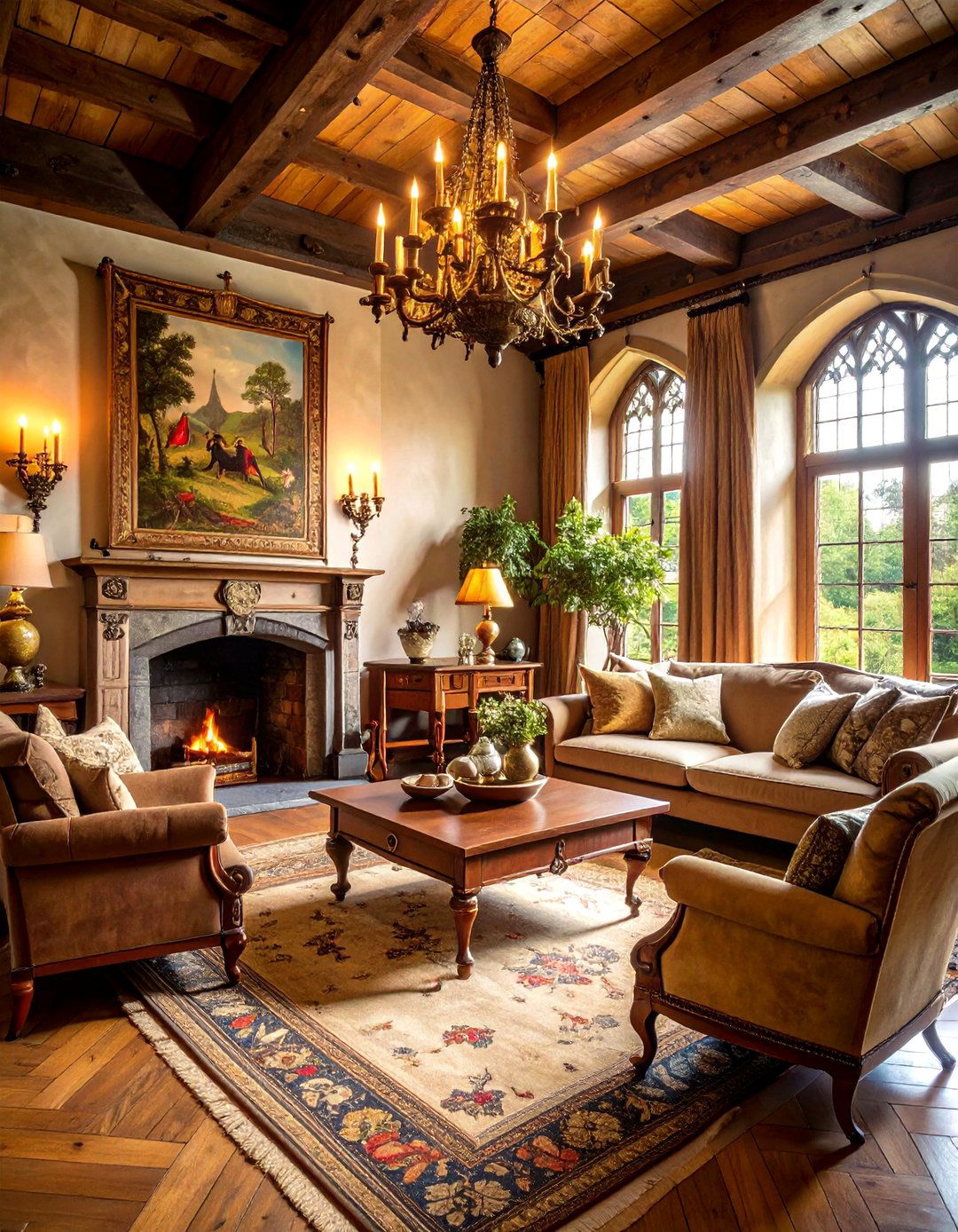 Tapestry Adorned Castle Living Room - 24 Castle Living Room Ideas
