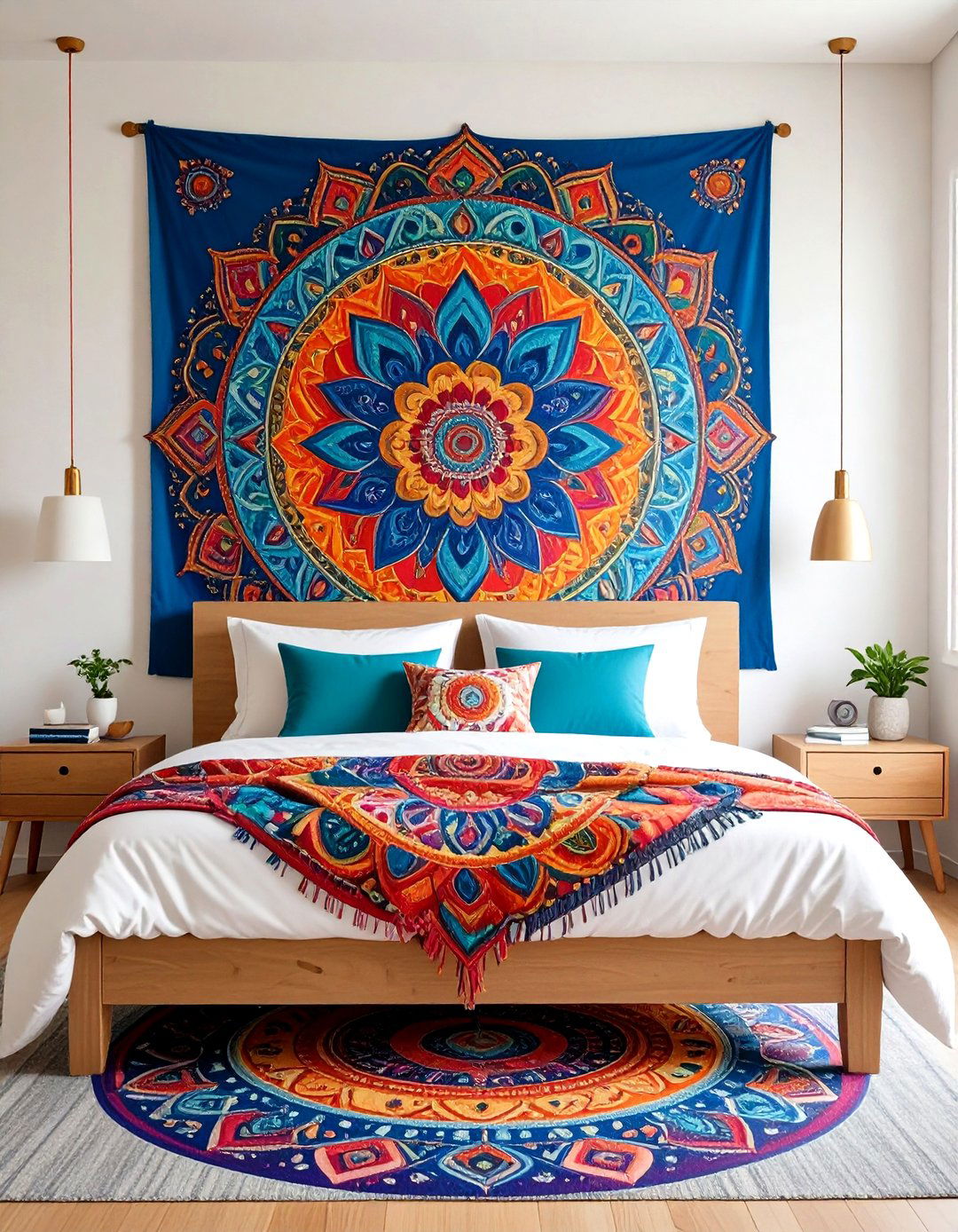 Tapestry Feature Wall Room - 24 Boho Dorm Room Ideas