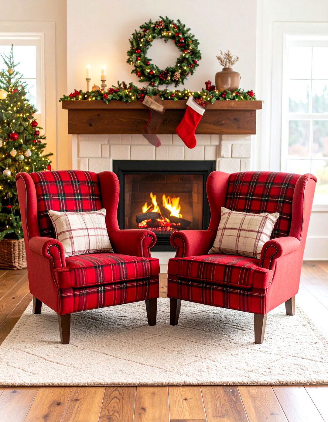 Tartan Plaid Traditional Living Room - 24 Preppy Living Room Ideas