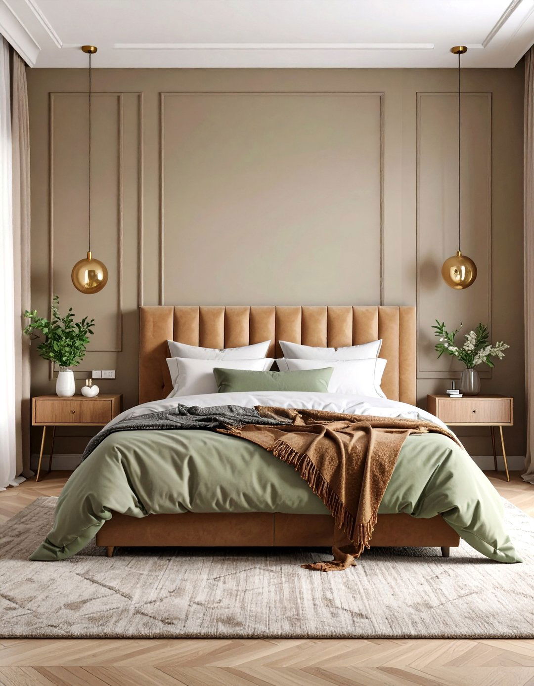 Taupe Bedroom with Metallic Accents - 24 Bedroom Paint Colors