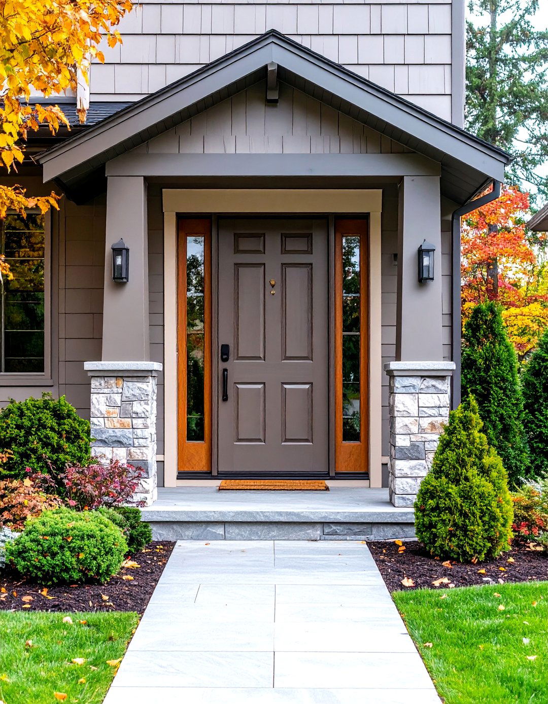 Taupe Gray Cedar Front Door with Neutral Sophistication - 24 Cedar Front Door Colors Ideas
