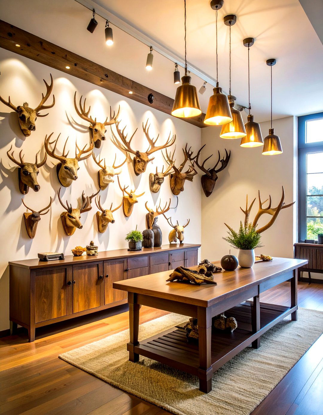 Taxidermy Display Arrangement - 24 Hunting Man Cave Ideas