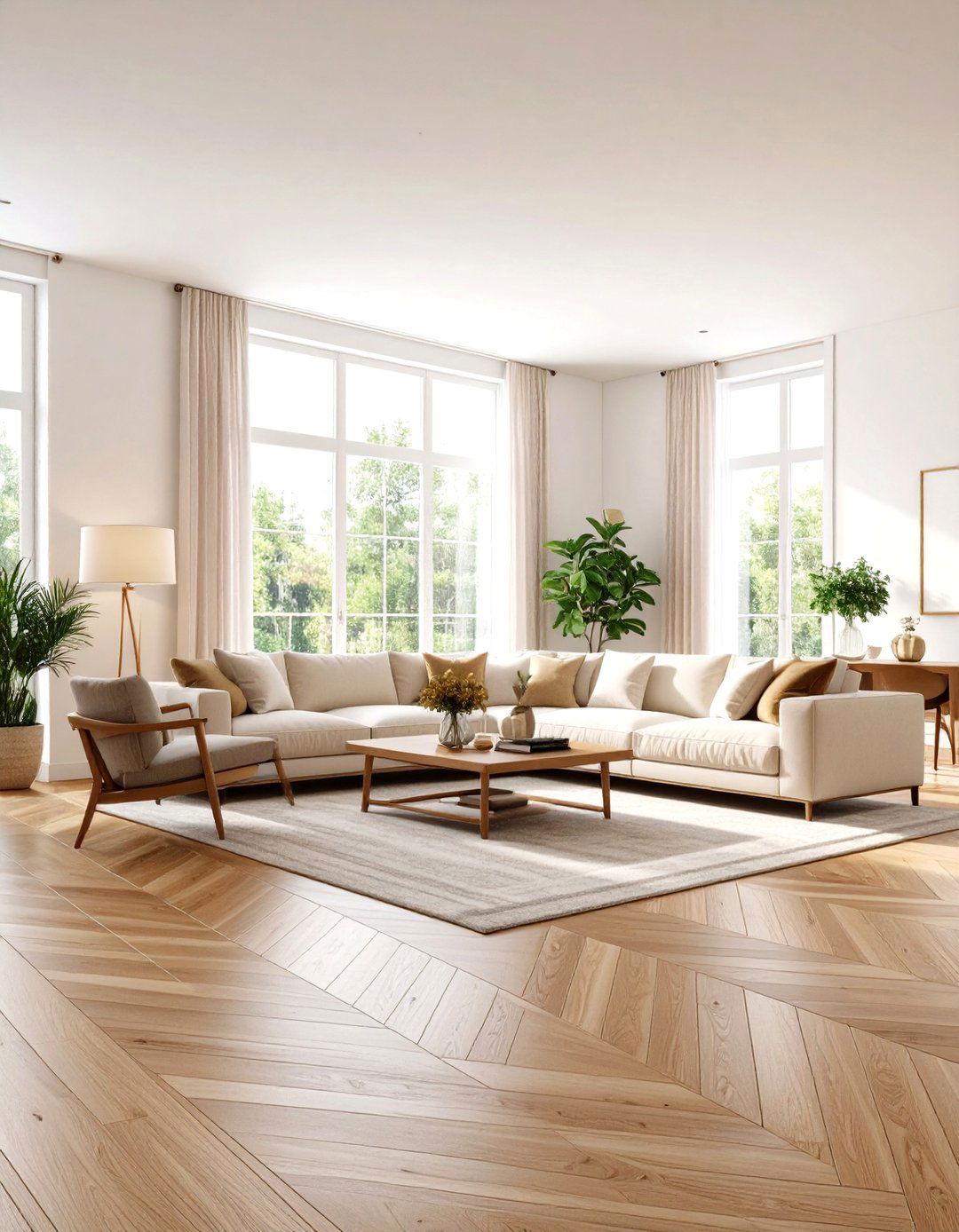 Teak Floors with Cream White Walls - 24 Floor and Wall Color Ideas