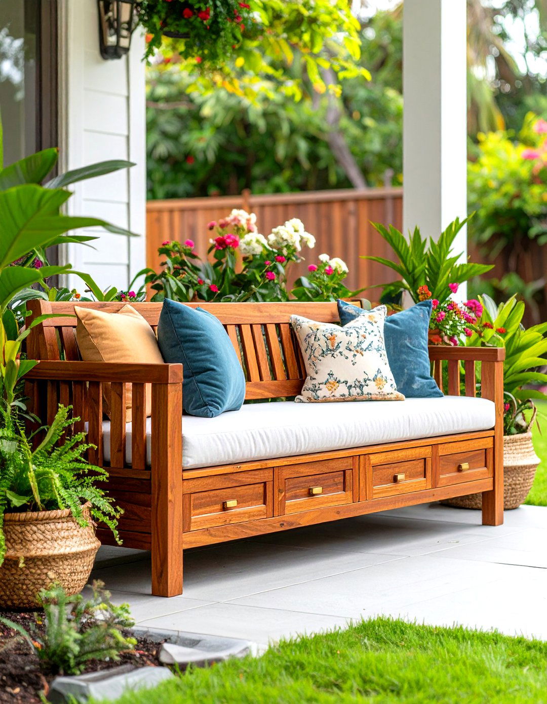 Teak Garden Storage Bench - 24 Front Porch Bench Ideas