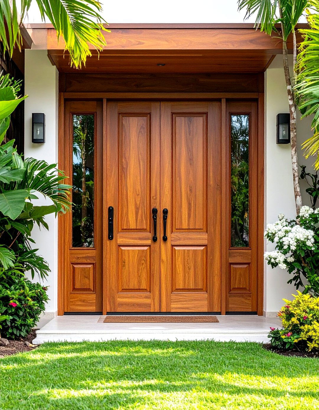 Teak Natural Stained Front Door - 24 Stained Front Door Ideas