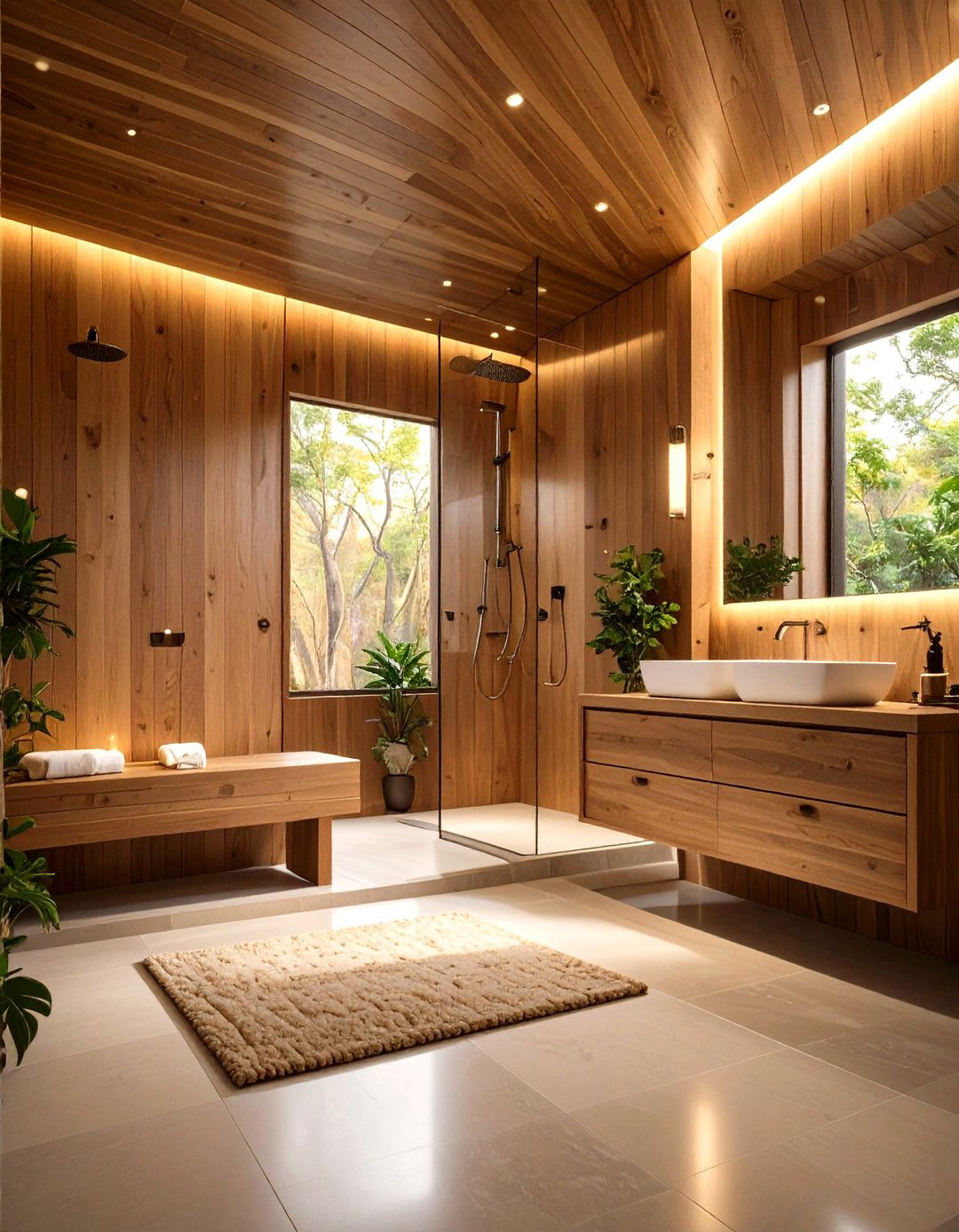 Teak Spa Retreat - 24 Tropical Bathroom Ideas