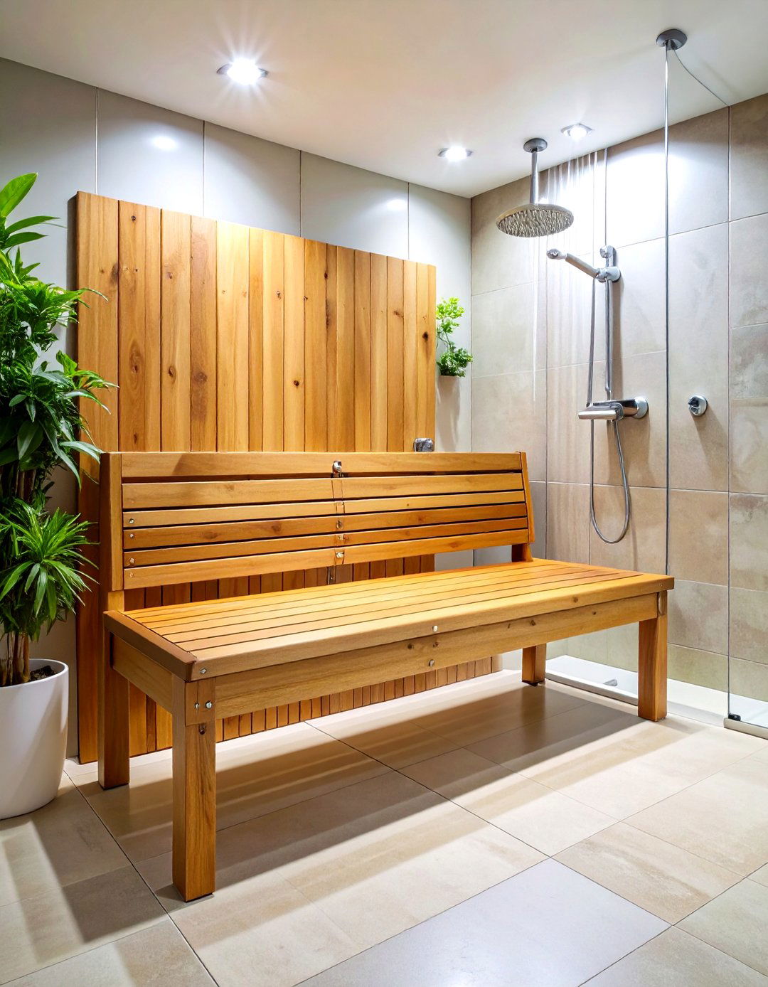 Teak Wall Mounted Folding Benches - 24 Shower Bench Ideas