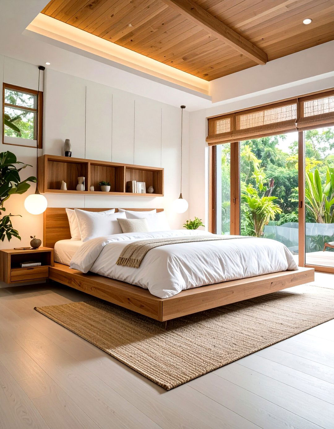 Teak and White Minimalist Bedroom - 24 Dark Wood Bedroom Ideas