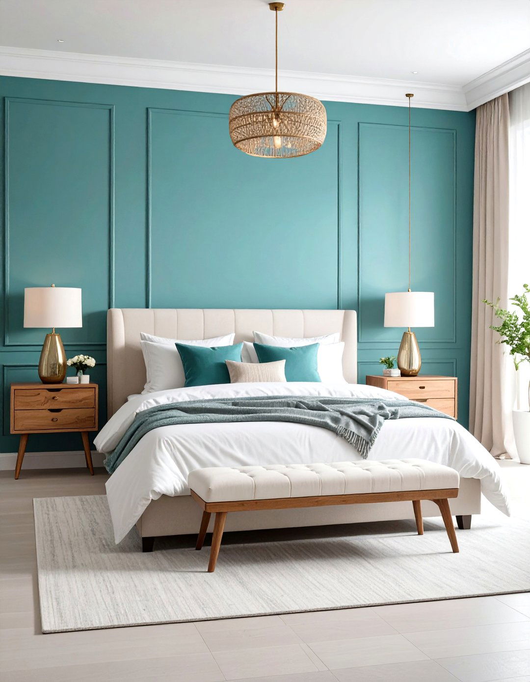 Teal Accent Wall Bedroom Design - 24 Teal Bedroom Ideas
