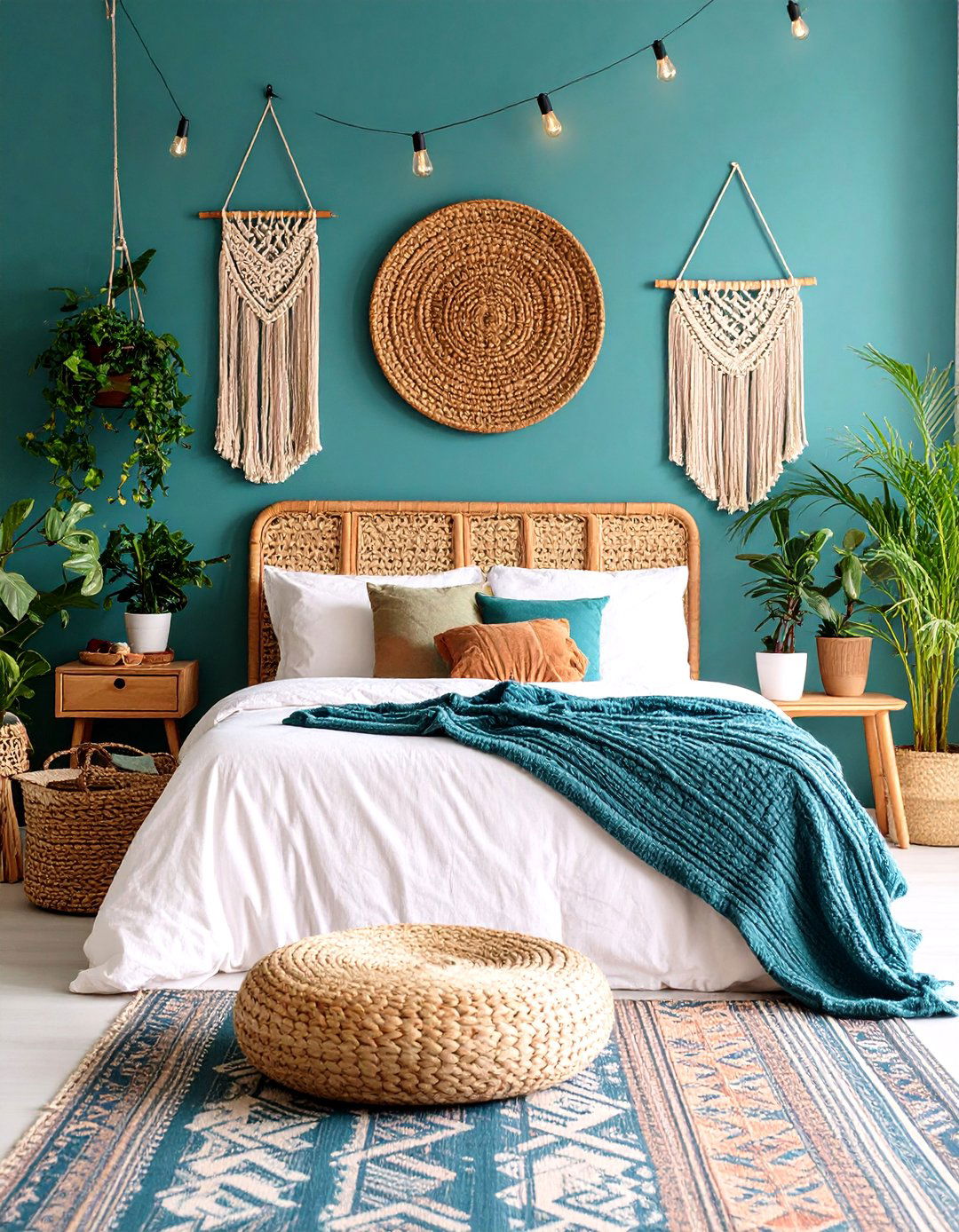 Teal Blue Bedroom with Bohemian Accents - 24 Blue Bedroom Ideas