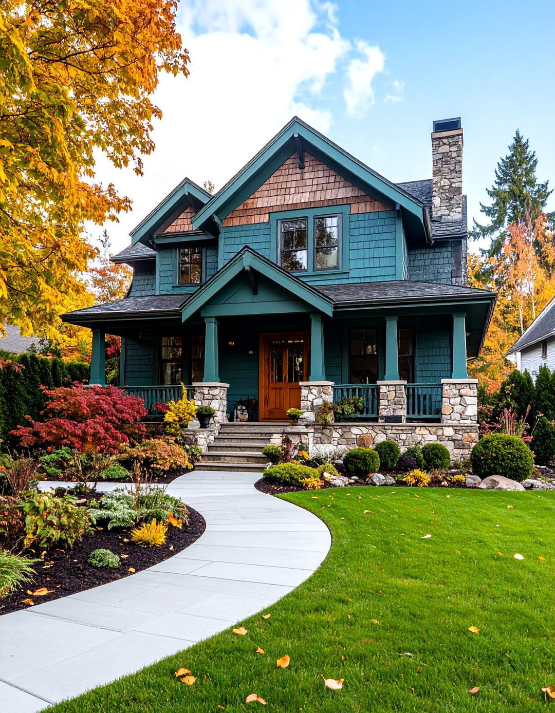 Teal Green Victorian Shingle Style - 24 Green Victorian House Colors