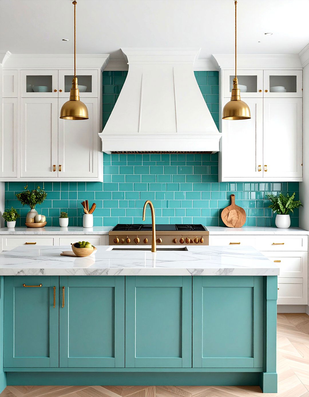 Teal Kitchen Backsplash Statement Wall - 24 Teal Kitchen Ideas