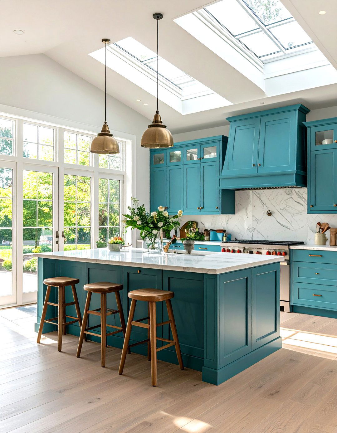 Teal Kitchen with Natural Light Features - 24 Teal Kitchen Ideas
