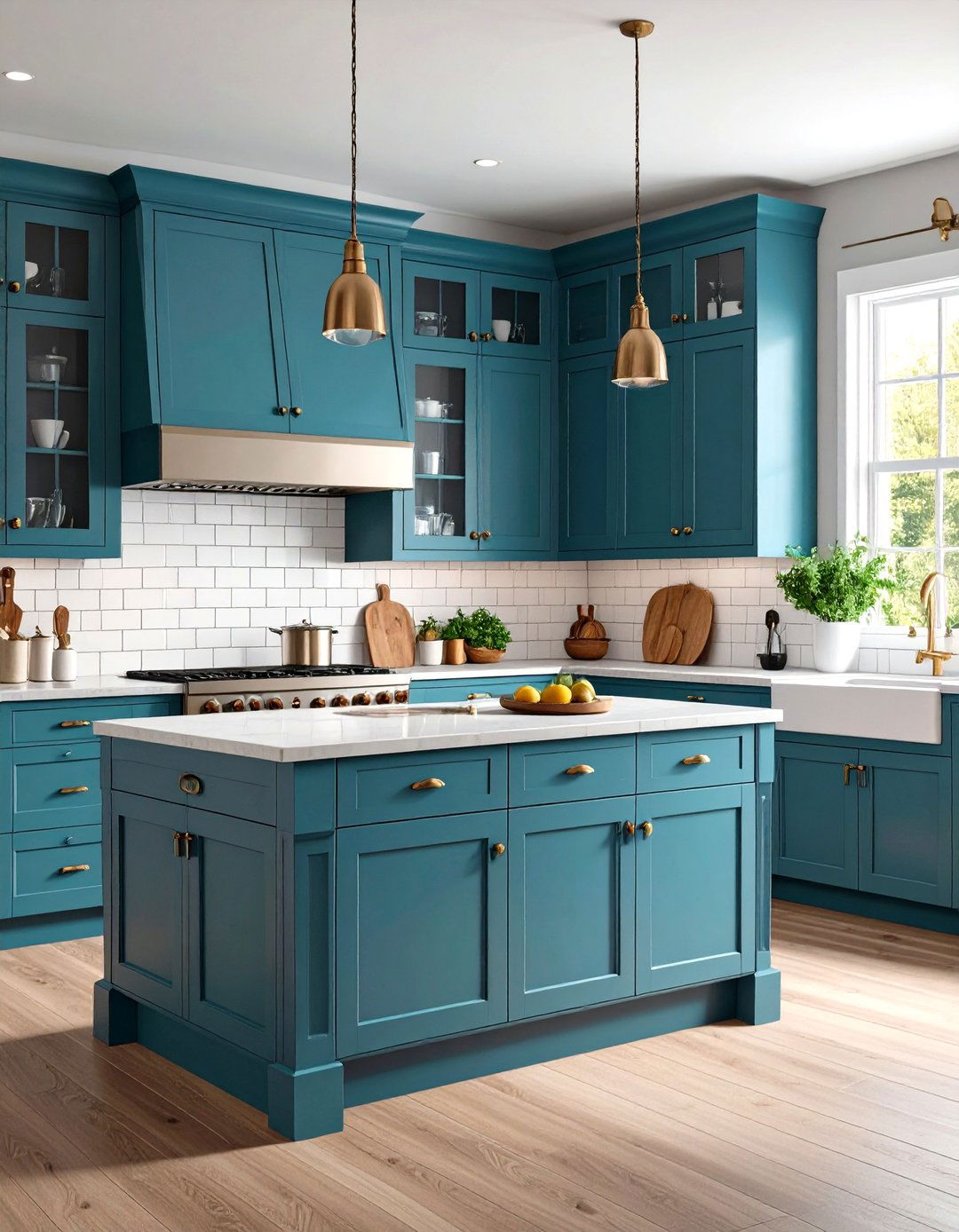 Teal Kitchen with White Subway Tile - 24 Teal Kitchen Ideas