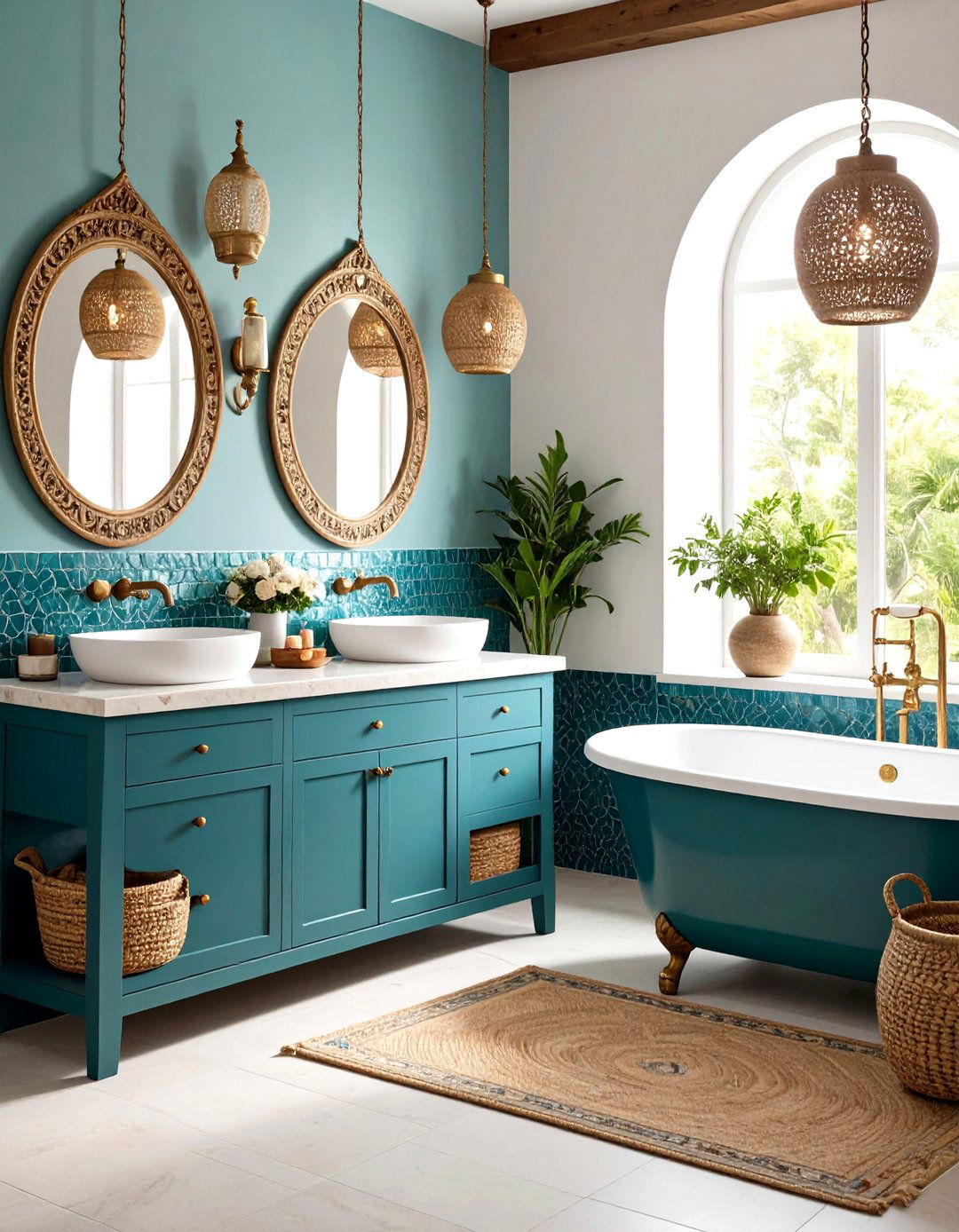 Teal Mediterranean Escape - 24 Colorful Bathroom Ideas