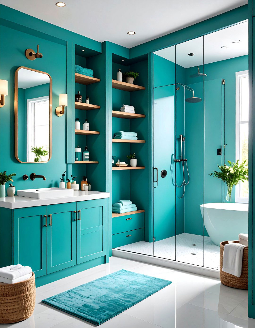Teal Niche and Storage Solutions - 24 Teal Bathroom Ideas