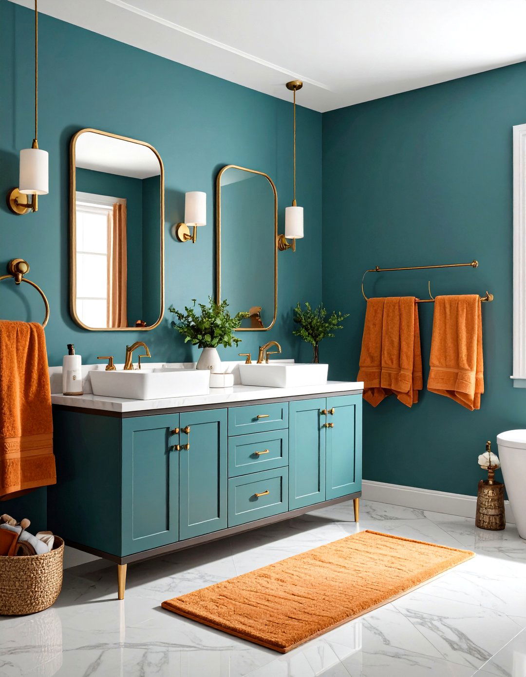 Teal Powder Room Elegance - 24 Teal and Orange Color Scheme for Your Rooms