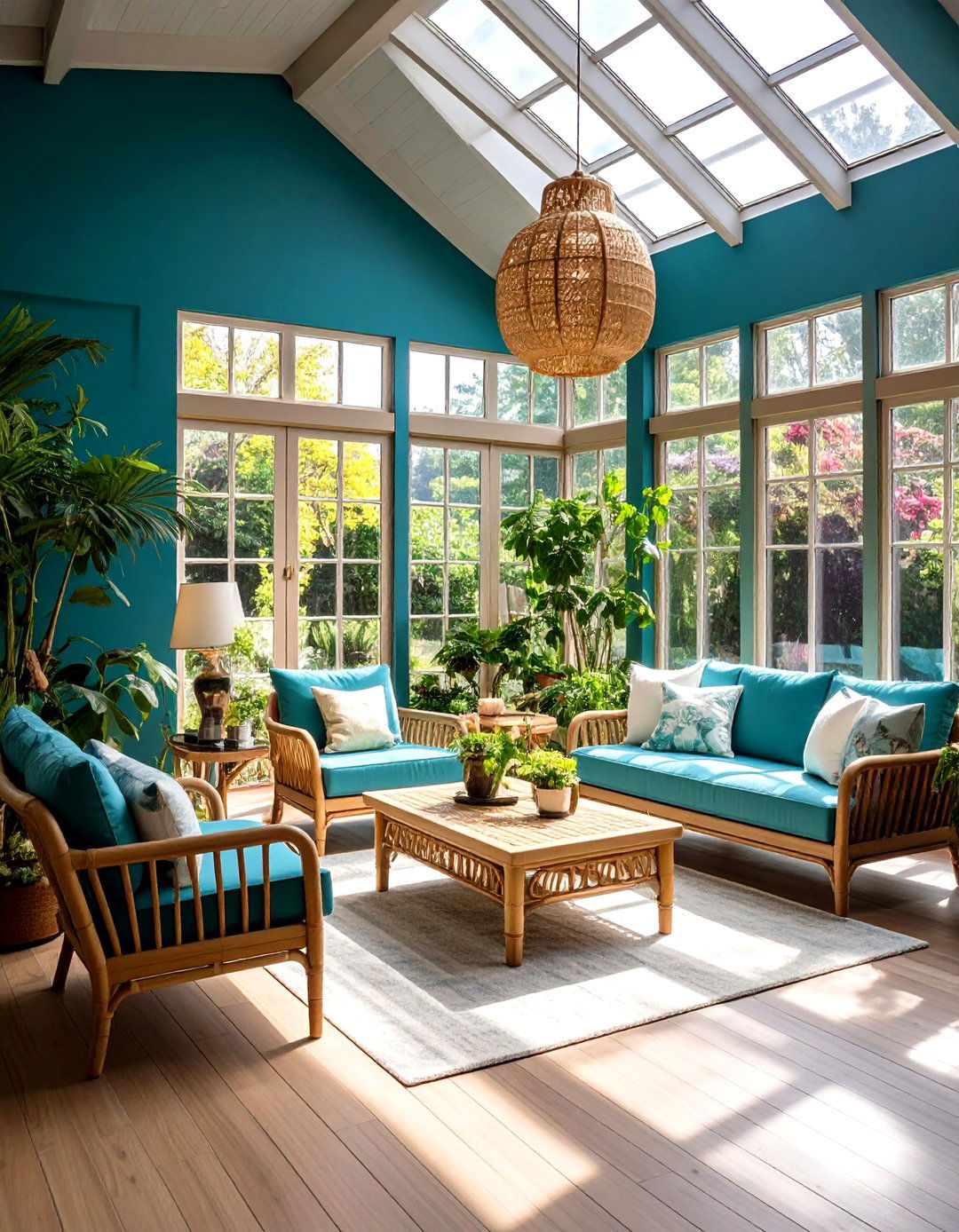 Teal Sunroom with Sophisticated Drama - 24 Sunroom Color Ideas